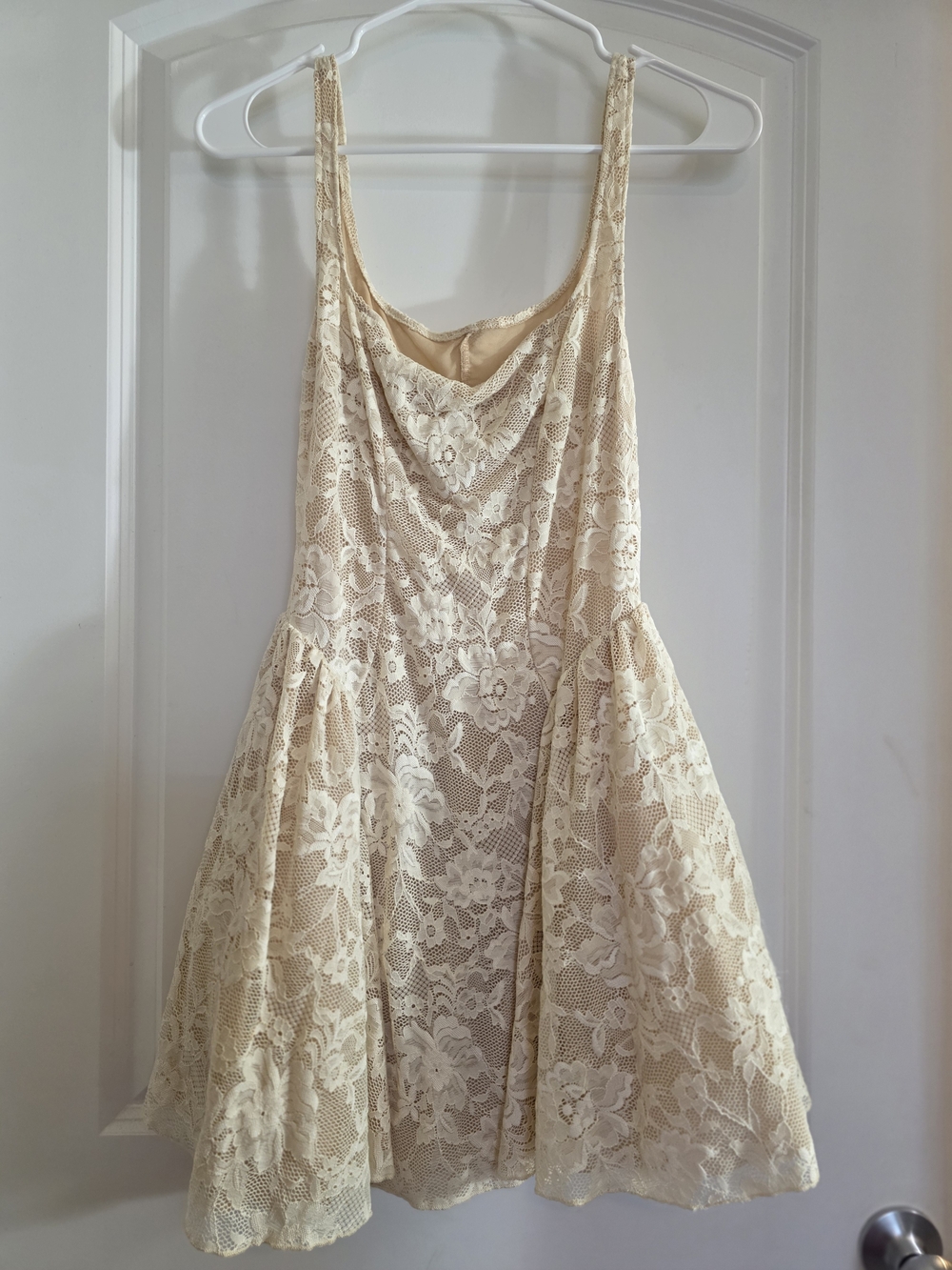 Nude & Cream Lace Mini Dress